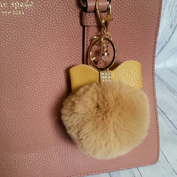 Pom Ball Wbow Bag Charmkey Chain - Picture 2 of 3